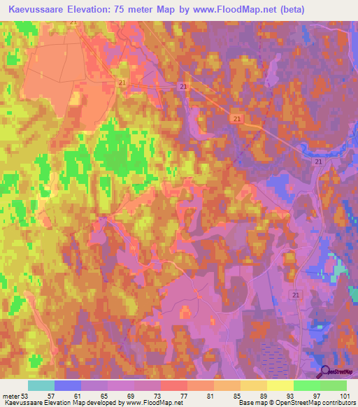 Kaevussaare,Estonia Elevation Map