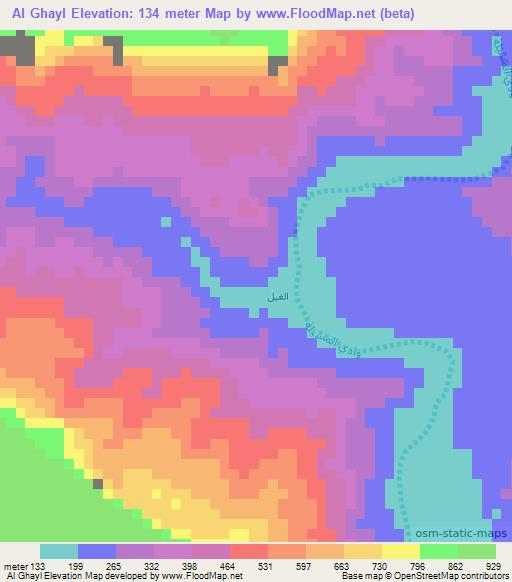 Al Ghayl,Yemen Elevation Map