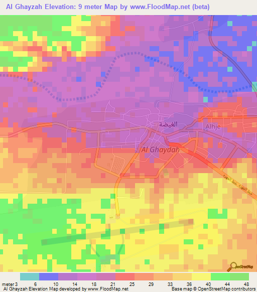 Al Ghayzah,Yemen Elevation Map