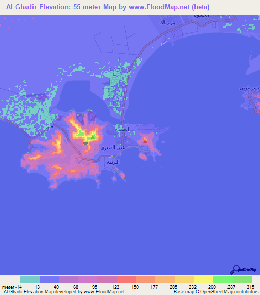 Al Ghadir,Yemen Elevation Map
