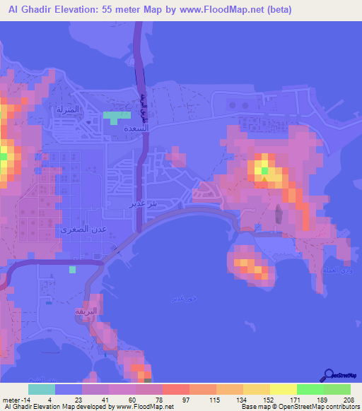 Al Ghadir,Yemen Elevation Map