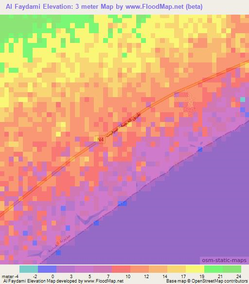 Al Faydami,Yemen Elevation Map