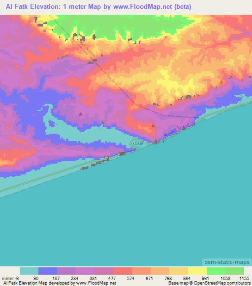 Al Fatk,Yemen Elevation Map