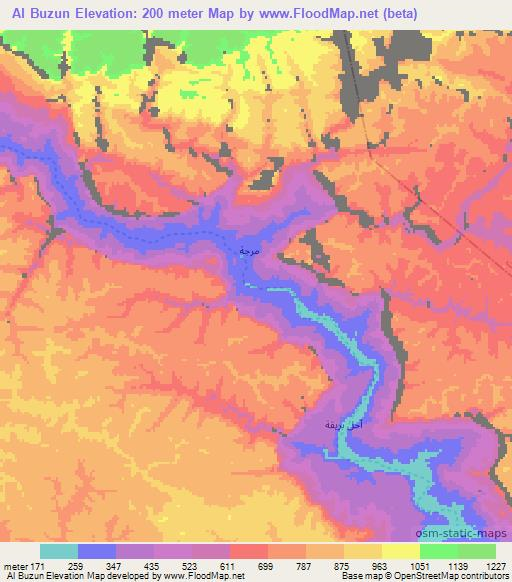 Al Buzun,Yemen Elevation Map
