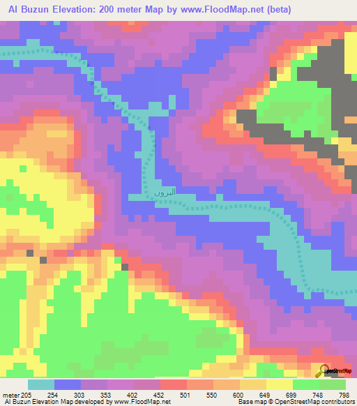 Al Buzun,Yemen Elevation Map