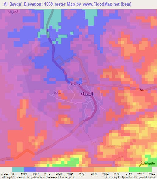 Al Bayda',Yemen Elevation Map