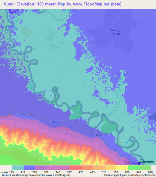 Kusur,Azerbaijan Elevation Map