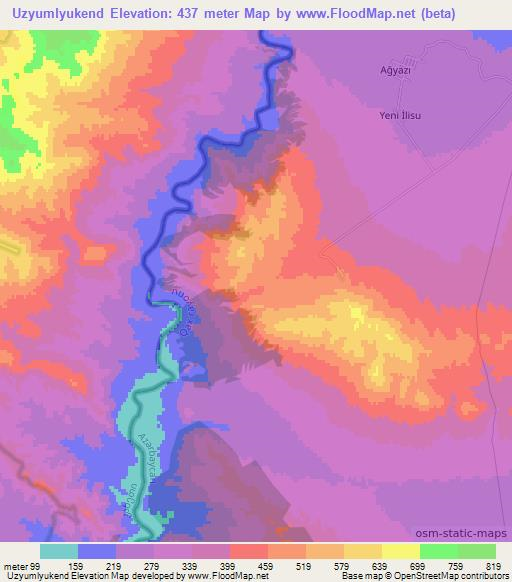 Uzyumlyukend,Azerbaijan Elevation Map