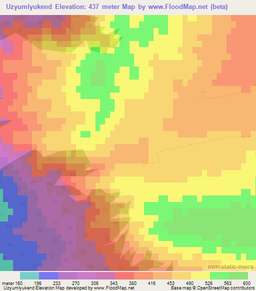 Uzyumlyukend,Azerbaijan Elevation Map