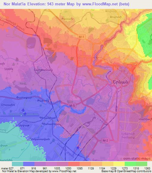 Nor Malat'ia,Armenia Elevation Map