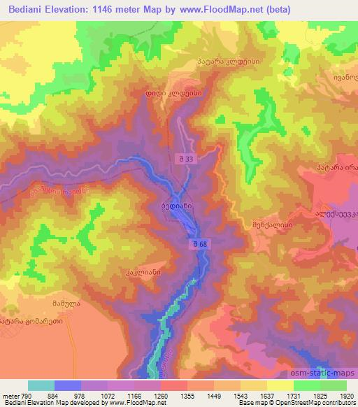 Bediani,Georgia Elevation Map