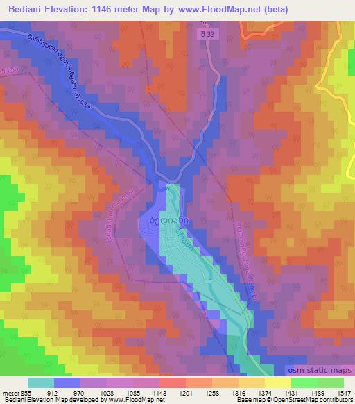 Bediani,Georgia Elevation Map