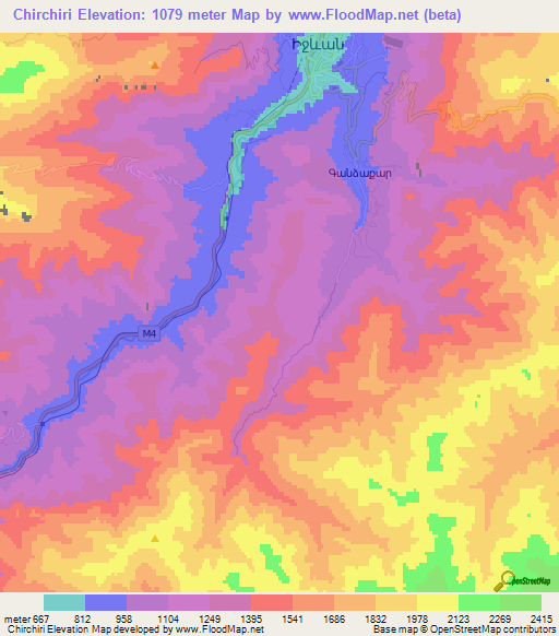 Chirchiri,Armenia Elevation Map