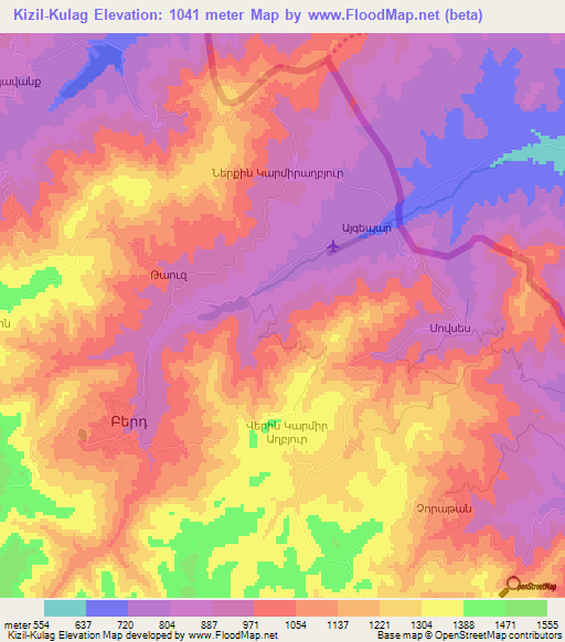 Kizil-Kulag,Armenia Elevation Map