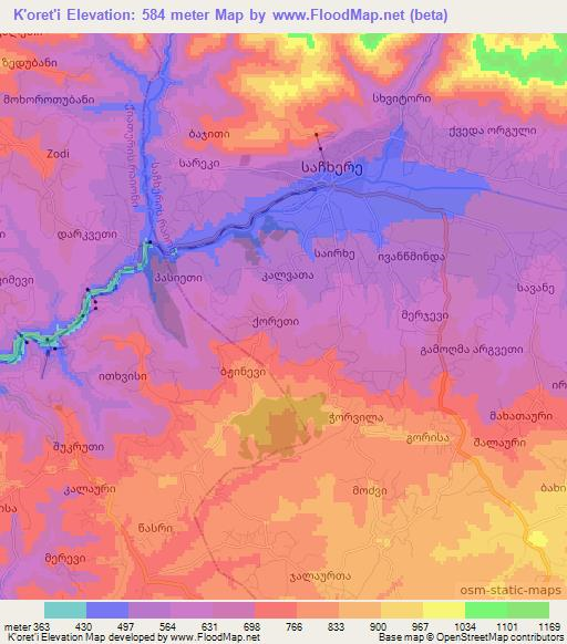 K'oret'i,Georgia Elevation Map