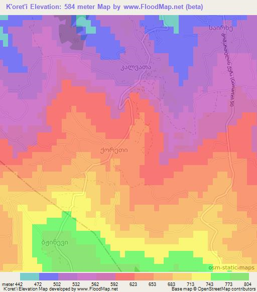 K'oret'i,Georgia Elevation Map