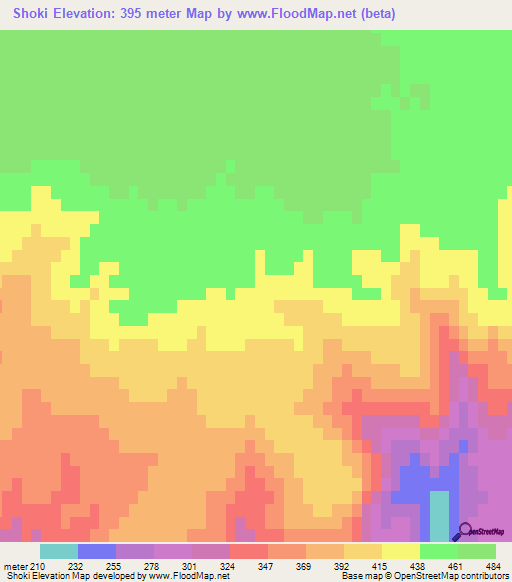 Shoki,Azerbaijan Elevation Map