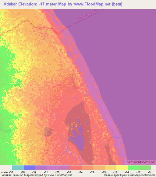 Adakar,Azerbaijan Elevation Map