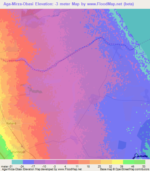 Aga-Mirza-Obasi,Azerbaijan Elevation Map