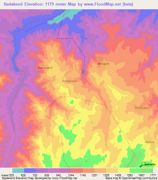 Badakend,Azerbaijan Elevation Map