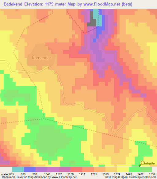 Badakend,Azerbaijan Elevation Map