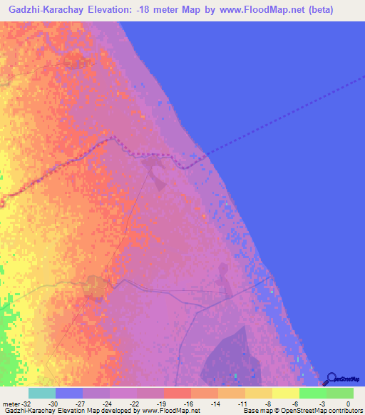 Gadzhi-Karachay,Azerbaijan Elevation Map