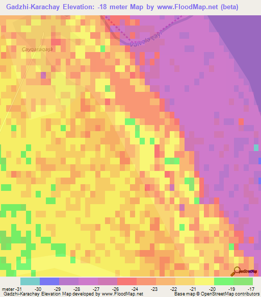 Gadzhi-Karachay,Azerbaijan Elevation Map
