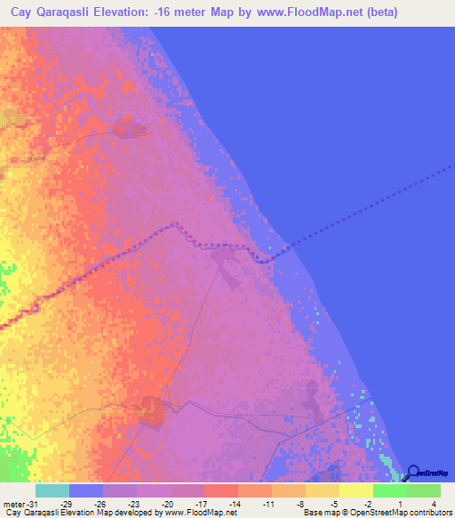 Cay Qaraqasli,Azerbaijan Elevation Map