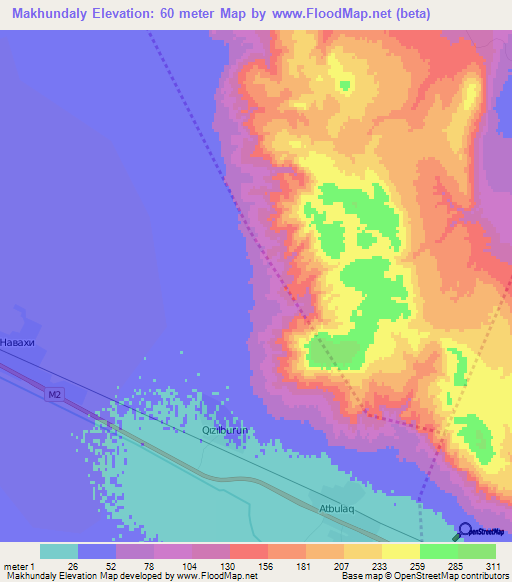 Makhundaly,Azerbaijan Elevation Map