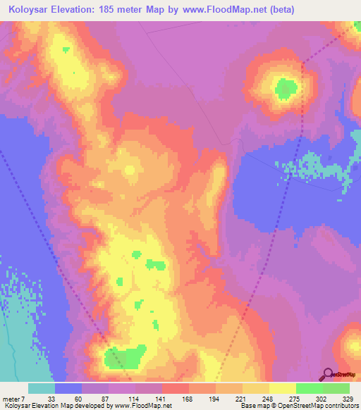 Koloysar,Azerbaijan Elevation Map