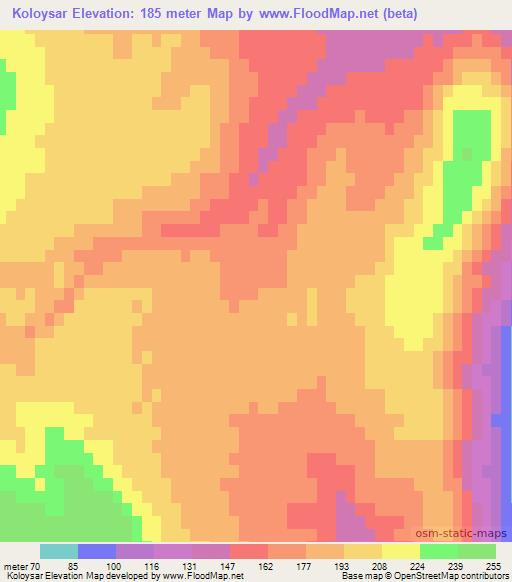 Koloysar,Azerbaijan Elevation Map