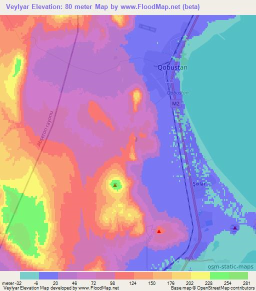 Veylyar,Azerbaijan Elevation Map