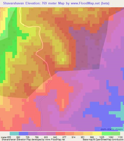 Shavarshavan,Armenia Elevation Map