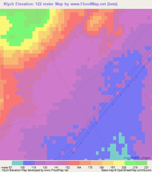 Klych,Azerbaijan Elevation Map