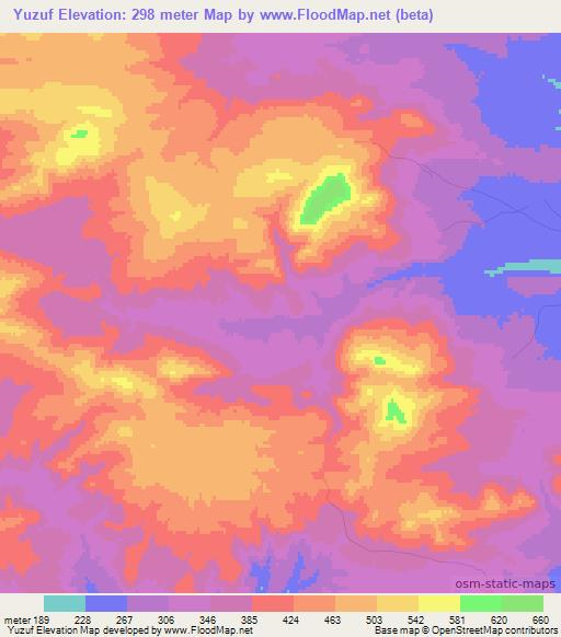 Yuzuf,Azerbaijan Elevation Map