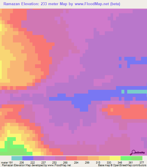 Ramazan,Azerbaijan Elevation Map