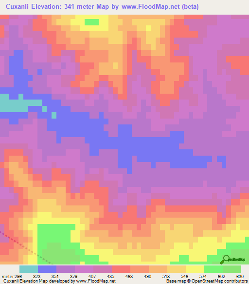 Cuxanli,Azerbaijan Elevation Map