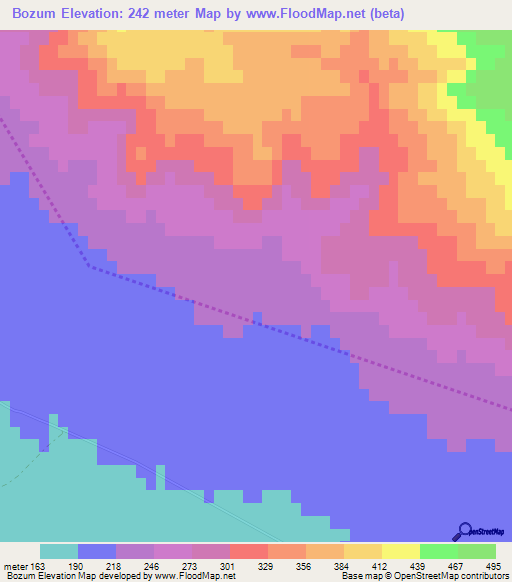 Bozum,Azerbaijan Elevation Map