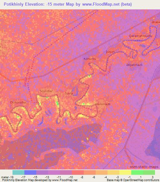 Potikhinly,Azerbaijan Elevation Map