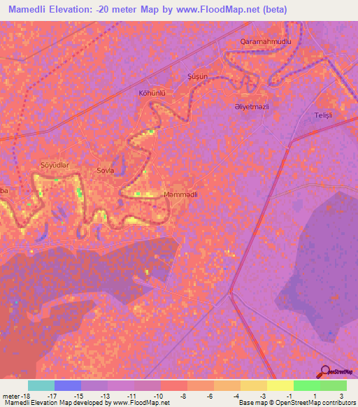 Mamedli,Azerbaijan Elevation Map