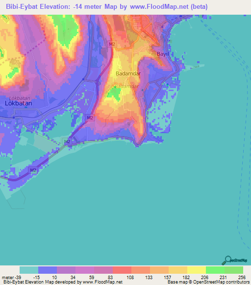 Bibi-Eybat,Azerbaijan Elevation Map