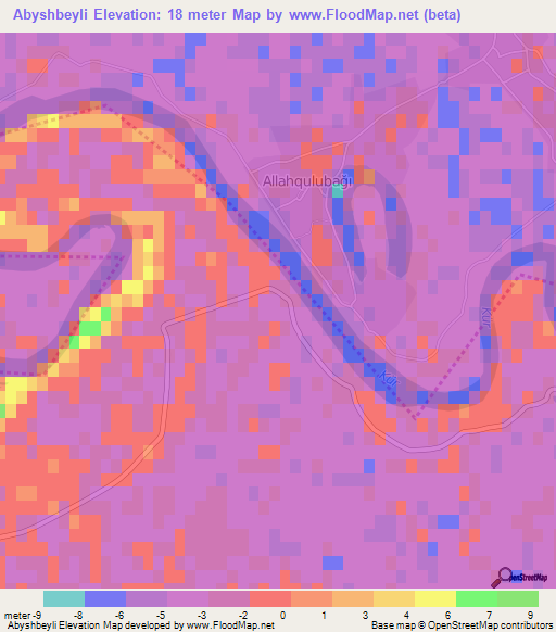 Abyshbeyli,Azerbaijan Elevation Map