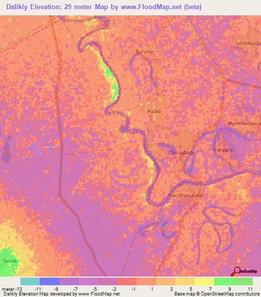 Dalikly,Azerbaijan Elevation Map