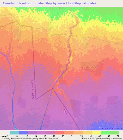Qaradag,Azerbaijan Elevation Map