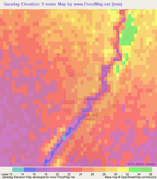 Qaradag,Azerbaijan Elevation Map