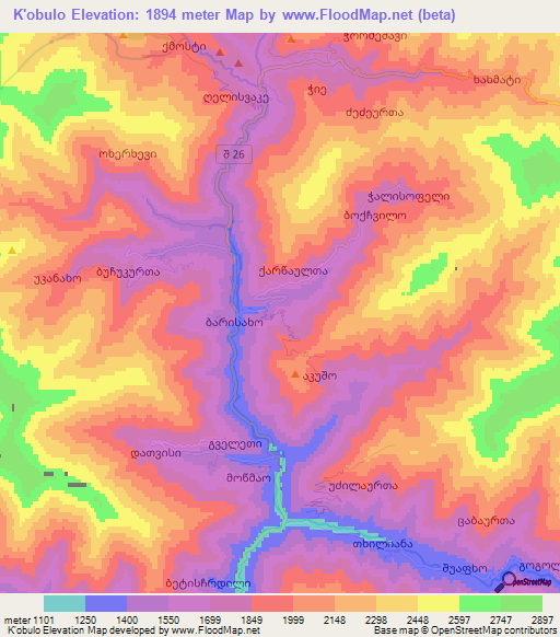K'obulo,Georgia Elevation Map