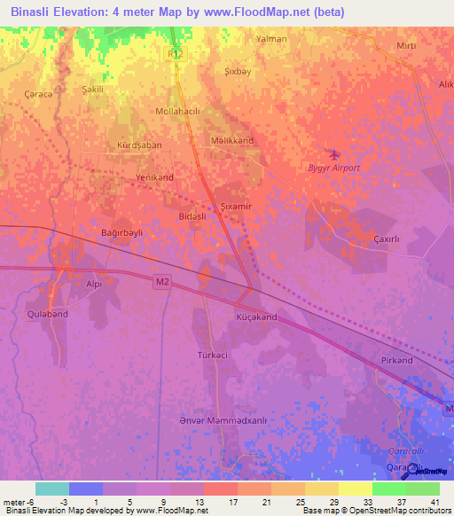 Binasli,Azerbaijan Elevation Map