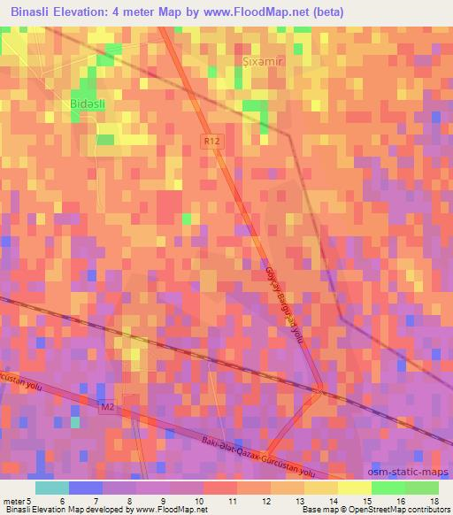Binasli,Azerbaijan Elevation Map