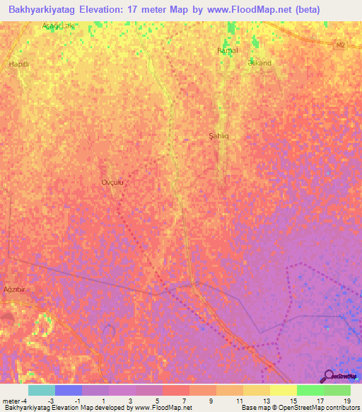 Bakhyarkiyatag,Azerbaijan Elevation Map