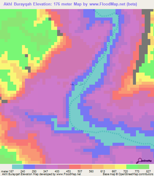 Akhl Burayqah,Yemen Elevation Map